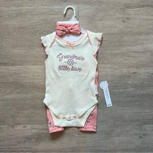 NWT Cream and Pink Onesie Set